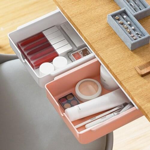 Acrylic Under Desk Drawer Storage Box Invisible Desk Dormitory Square Stationery Case Pen Finishing Box 2021 Newest