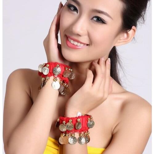 Indian Belly Dance accessories Bracelet (single) Dance wrist ornaments Belly dancing Chiffon coins Bracelets jewelry