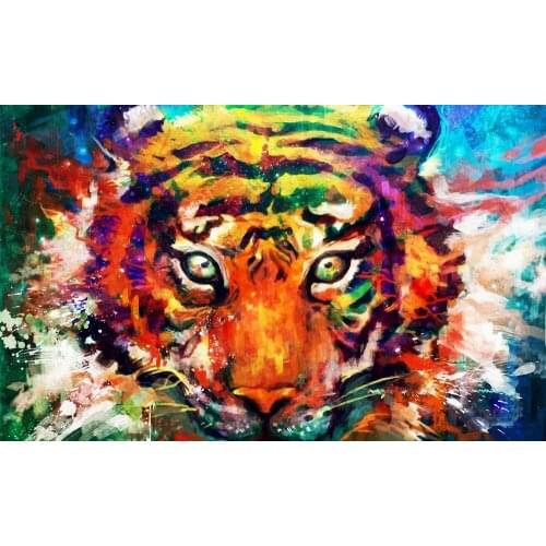 5D DIY Diamond Paintings Animals Kits Watercolor Tiger Pictures Full Round Drill Embroidery Rhinestones Mosaic Art Wall Stickers