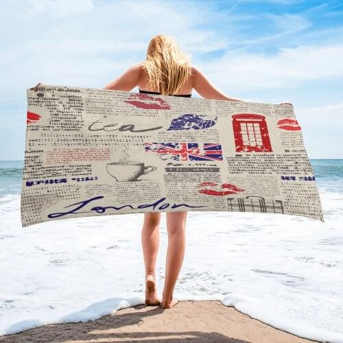 London Newspaper Bath Towel Swimming Quick-Dry Bath Towel Bathroom Accessories Microfiber Beach Towels