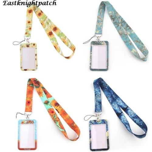 E2612 Cartoon Vangogh Keychain Phone USB Badge Holder Keys Straps Tag Neck lanyard Credit Card Holder Students Bus Card Case