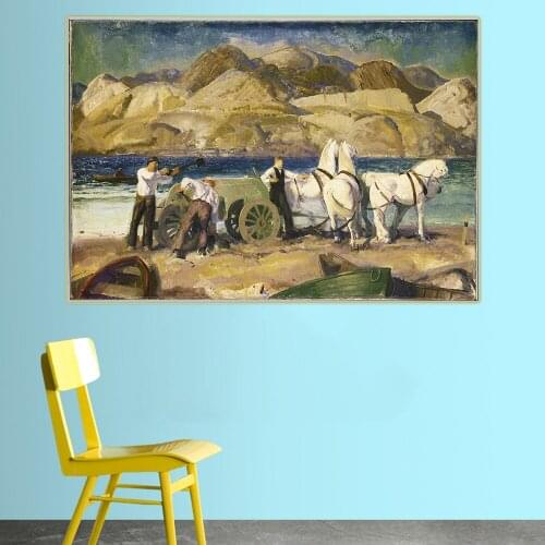 Citon George Bellows《The Sand Cart》Canvas Oil Painting Ash Can School Artwork Poster Picture Wall Decor Modern Home Decoration