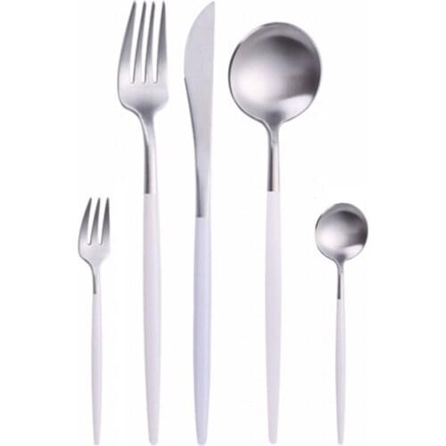 Desset Fork Spoon Knife Set Matte Cutlery Set Salad Fork Butter Knife Chopsticks Dinner Set 18/10 Stainless Steel Dinnerware Set