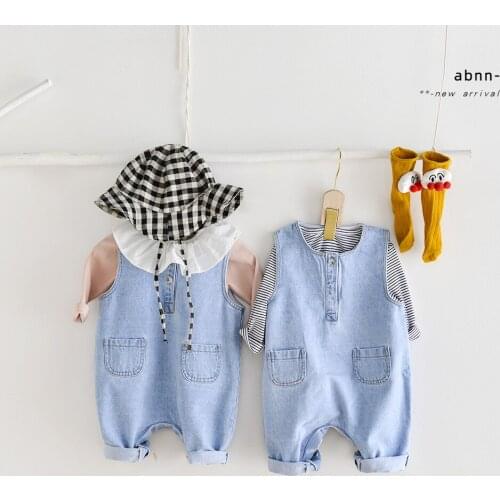 Spring New Baby Girls and Boys Denim Overall Pants