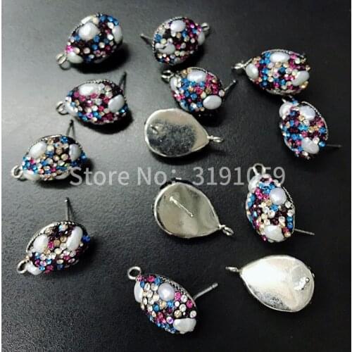 European and American ultra - flash pearl ear nail retro color elegant temperament stud