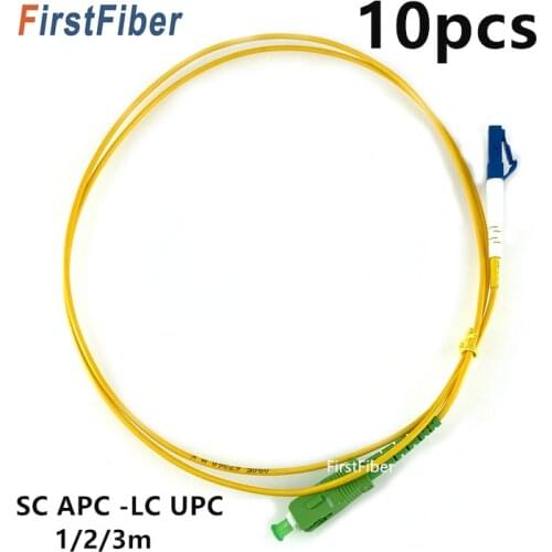 FirstFiber 1m 2m 3m 10pcs LC UPC to SC APC G657A LC PC Fiber Patch Cable, Jumper, Patch Cord Simplex 2.0mm PVC SM