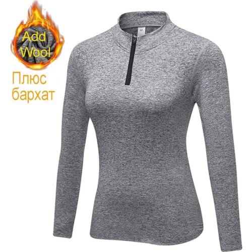 Wemens fleece sport Jersey Compression shirts Fitness sweater Jersey running Jacket keep-warm Rashgard sports tshirt for winter