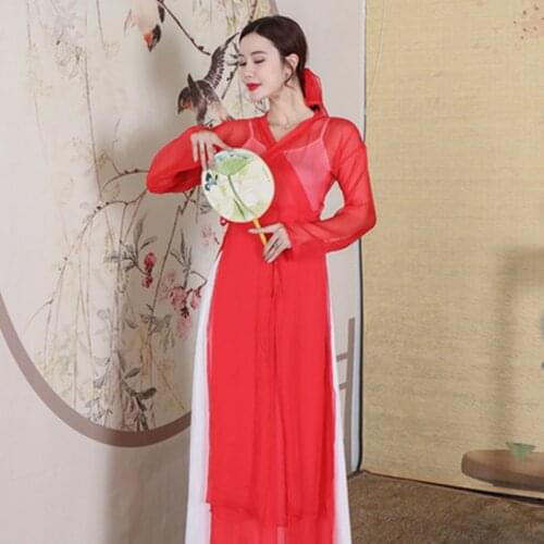 Adult classical dance new practice clothes ladies Chinese style ancient folk elegant gown cheongsam costumes