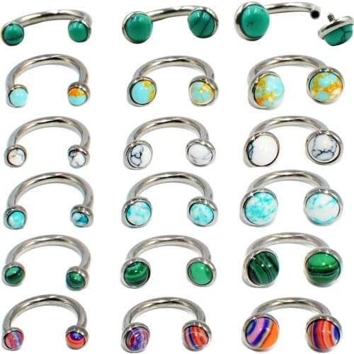 2PC Surgical Steel Circular Bead Ring Horseshoe Barbell Ring Ear Tragus Cartilage Helix Earring Labret Lip Ring Piercing Jewelry