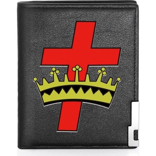 High Quality Cross Crown Knight Wallet Leather Purse Men Women Credit Card Holder Short Male Slim Coin Money Bags