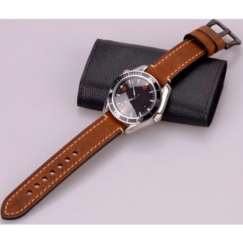 EACHE Handmade Retro Leather 4mm Watch Band Strap Fit For P Watch