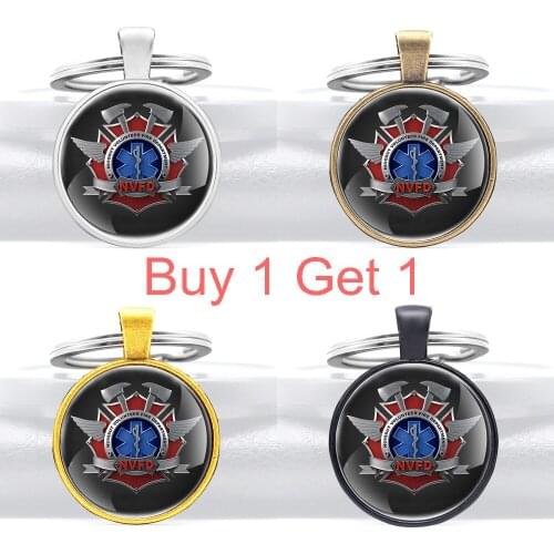 Buy 1 Get 1 Nvfd Fire Rescue Emt Pendant Key Rings Classic Men Women Firefighter Key Chain