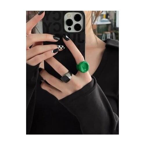 Brass gold-plated green enamel craft ring