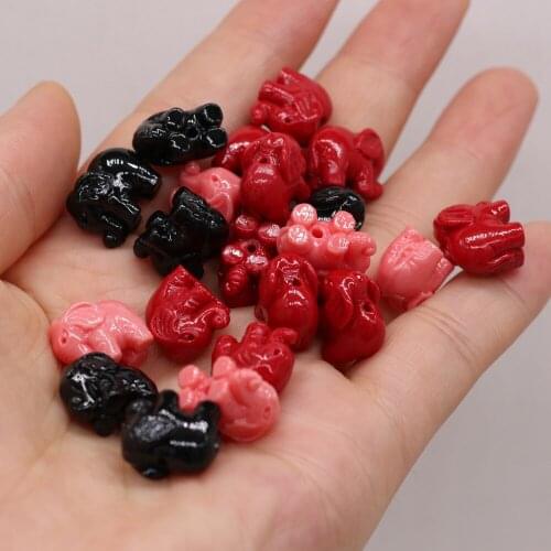 Hot! Natural Red Coral Beads Cute Elephant Loose Hole Bead for Fashion Jewelry Making Diy Girls' Bracelet Necklace Gifts