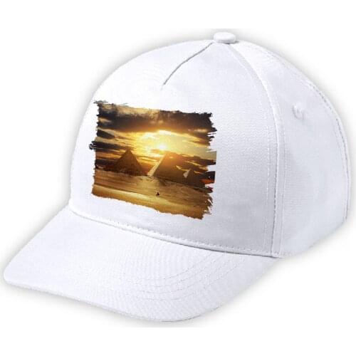 MERCHANDMANIA White Cap child PIRAMIDES Egypt GIZA sunset soft small polyester sports sport field picnic fishing