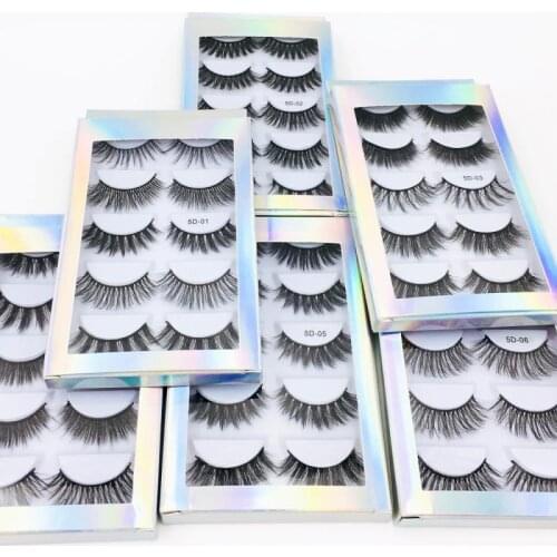 5 Pairs 3D Faux Mink False Eyelashes Black Thick Volume Fake Eyelashes Natural Extension Eyelashes Comfortable To Wear