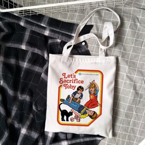Lets Sacrifice toby new summer shoulder bag cartoon print Harajuku casual female Crossbody bag fun female canvas ulzzang bags