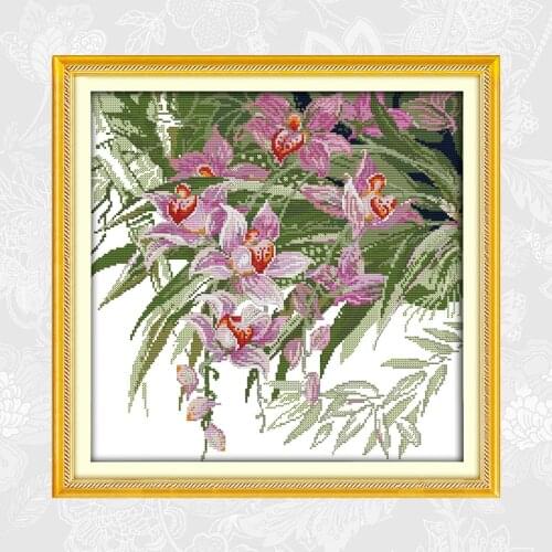 Orchid Patterns Aida Fabric 11ct 14ct Cross Stitch kit Beginner DIY Handmade Crafts Embroidery Needlework Send Accessory Tools