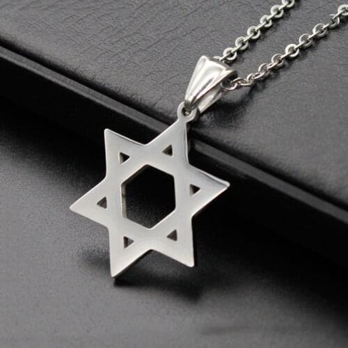 Stainless Steel Star Necklace Men/Women Bat Mitzvah Gift Israel Judaica Hebrew Jewelry Hanukkah Pendant Gold Silver Color
