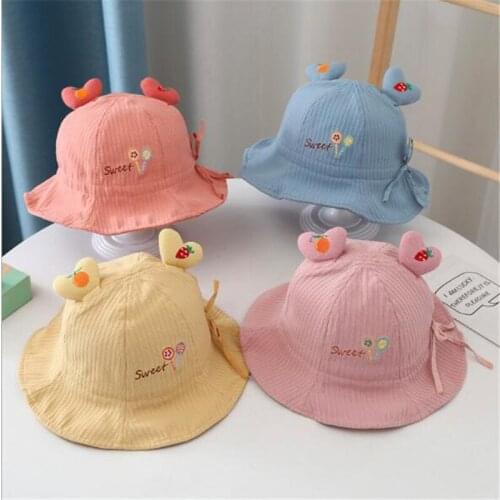 New Autumn Winter Baby Bucket Hat Cute Heart Kid Boys Girls Cotton Hat Fashion Baby Fisherman Cap