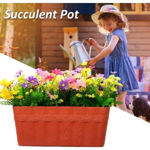 Plastic Flower Pots Family Balcony Plants Vegetables and Flowers Large Rectangular Plants Grooves Plant Pot for Home