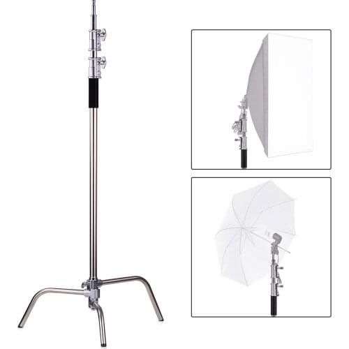 Professional Photography Light Stand Aluminum Alloy C-Stand with Boom Arm Folding Legs 330cm/10.8ft Max. Height for Photo Studio