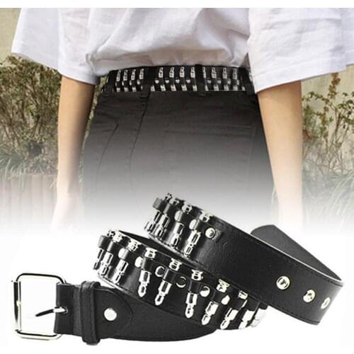 New Fashion Ladies Men Punk Imitation Leather Belt Hollow Rivet Luxury Personality Wild Waistband Rock Young Adjustable Trend Be