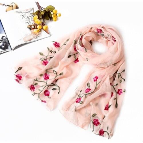 Luxury Silk Scarf Hijab Women Print Embroidery Bandana Female Summer Autumn Headband Scarves Wrap Shawl Bandana Large 170*75cm
