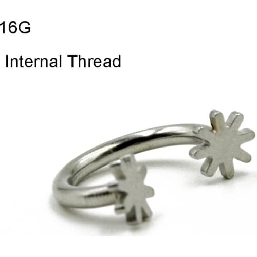 Showlove-1pc Sun Stainless Horseshoe Ring Captive Bead Ring Cartilage Internally Thread Body Piercing Jewelry