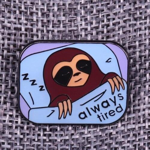 Sleepy Sloth animal pin badge with Epoxy