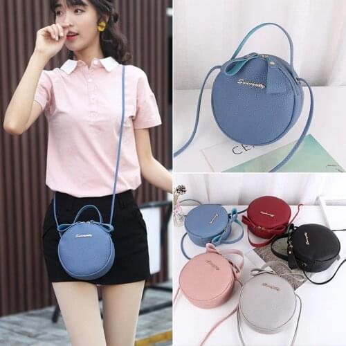 2020 New Women Bags Cute Small Round Bag PU Fashion Shoulder Bag Litchi Pattern Diagonal Bag Portable Bag