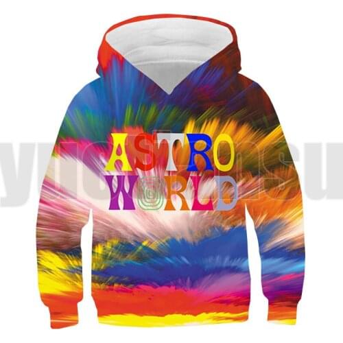 TRAVIS SCOTT Hoodie Kids 3D Lounge Wear Tour Streetwear ASTROWORLD Anime Sweatshirt Childrens Plus Velvet Pullover Hip Hop