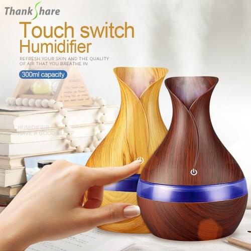 THANKSHARE 300 ML Air Ultrasonic Humidifier Essential Oil Diffuser Atomizer Air Freshener Mist Maker LED Night Light For Home
