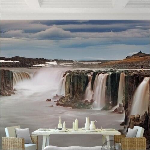 Wellyu Custom large frescoes Majestic Grand Canyon Falls water flowing water making money wall wallpaper papel de parede