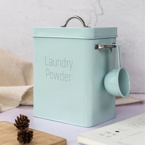 Powder Laundry Boxes with Spoon Storage Cereal Bucket Dispenser Box Kitchen Food Rice Container Washing Powder Bucket