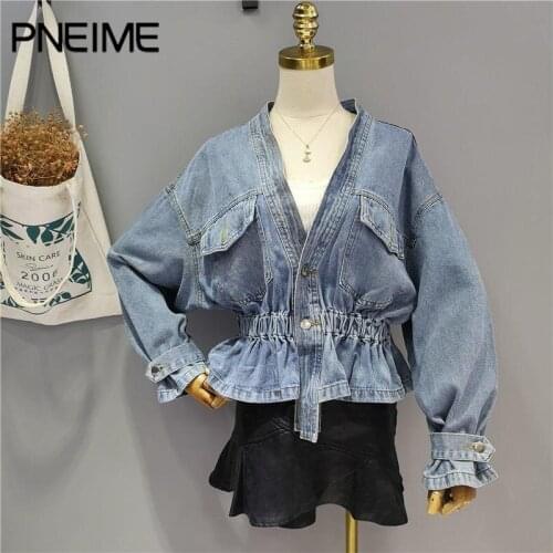 Pneime Spring and Autumn Womens Denim Jacket Street Wear Hip-hop Womens Stitching Denim Jacket 2021 New Casual Slim Short Coat