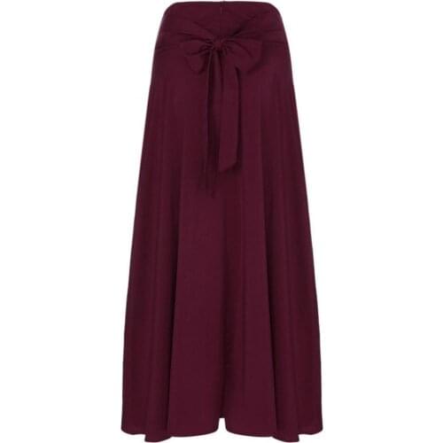 Beautiful Vintage High Waist Side Split Women Skirt Elegant Long Skirt Solid Color for Office