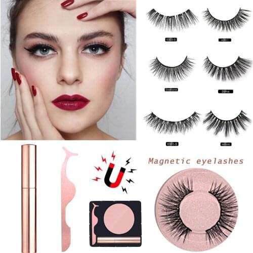 Women Make Up Tool - Magnetic Eyeliner Liquid Magnet And False Eyelash Kit Reusable Natural Look False Lashes