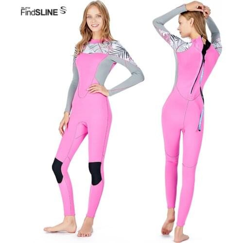 Scuba Diving suit women 2mm Neoprene wetsuit full body one piece snorkeling surfing wetsuit winter long sleeve thermal swimwear