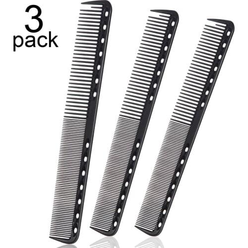 3Pcs/Set Professional Hair Cricket Comb Heat Resistant Medium Cutting Carbon Comb Salon Antistatic Barber Styling Brush Tool