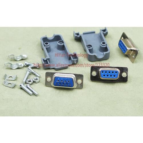 10pcs/lot) RS232 Parallel Serial Port DB9 9 Pin D Sub Female Solder Connector + Plastic Shell Cover
