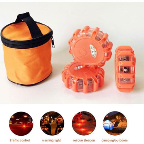 3 Pack LED Road Flares Flashing Warning Lights Roadside Safety Emergency Disc Beacon for Car Truck Marine Boat