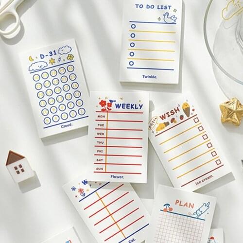 50 pcs Cute Loose-leaf notebook Plan Check-in List Bullet Journaling Accessories Scrapbooking DIY Deco Material Paper Memo Pads