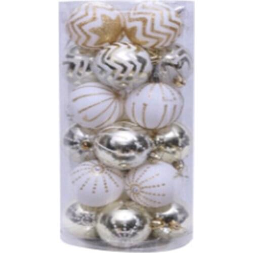 6cm Christmas Balls Ornaments 24 Piece Set Christmas Tree Balls with Beautiful Print for Home Holiday Decoration