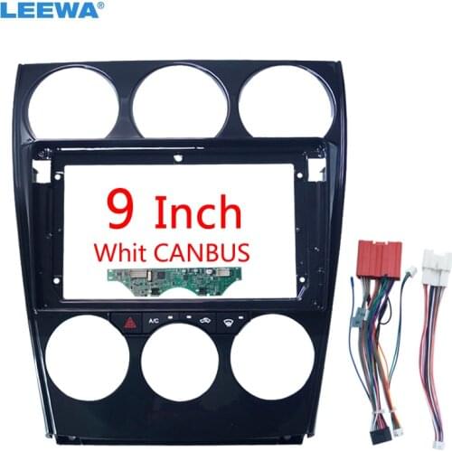 LEEWA Car Audio 2Din Fascia Frame Adapter With AC Panel & Power Cable Canbus For Mazda 6 Big Screen DVD Fitting Dash Trim Kit
