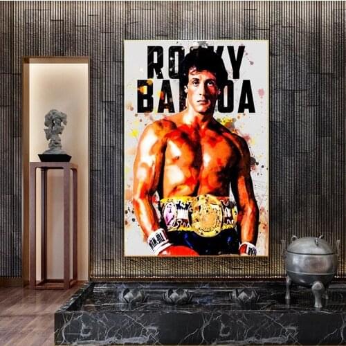 Watercolor Abstract Rocky Balboa Boxing Bodybuilding Canvas Painting Posters Prints Wall Art Motivational Picture For Home Decor