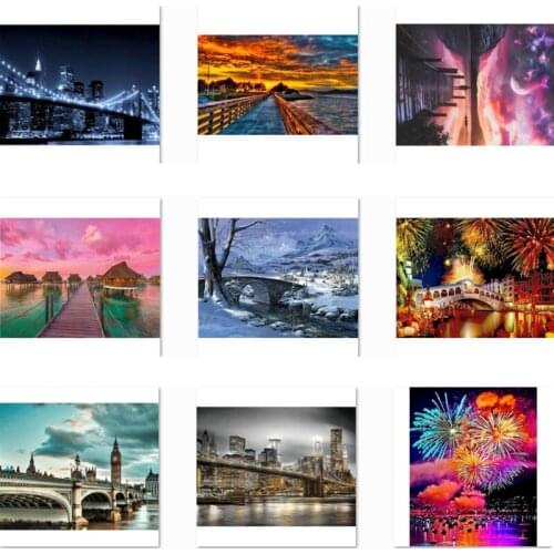 Diamond painting full drill, landscape, diy ,5d, diamond embroidery animal,the bridge and the sea,diamond mosaic painting NEW