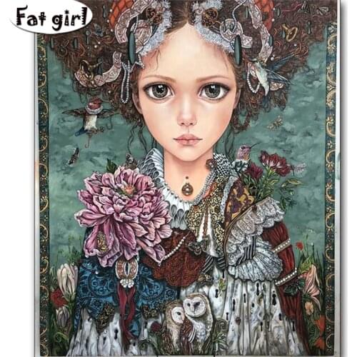 Handmade mural All kinds of birds Diamond Painting Cute little girl Square round diamond mosaic 5d Diy Cross Stitch embroidery