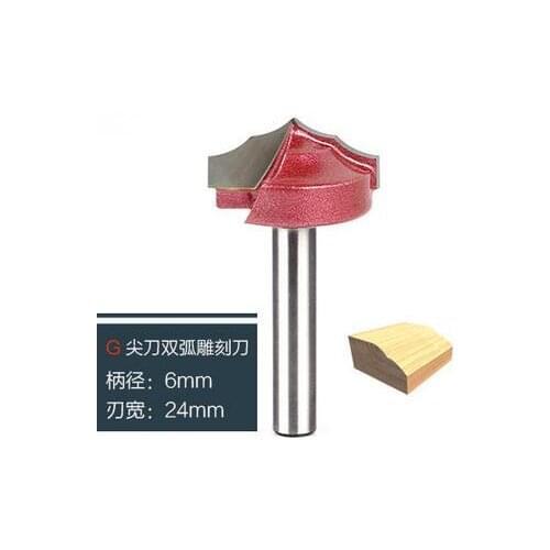 Free shipping,1pcs G-6*24mm(Shank*Blade Width)3D Lace Woodworking CNC Engraving Machine Milling Bit, double radian sharp cutter