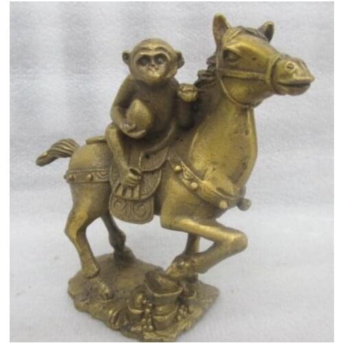 FREE SHIPPING Chinas rare copper old manual hammer lucky monkey the statue of a horse fast